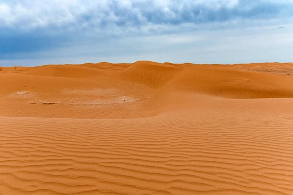 Schilderachtig woestijnlandschap met duinen en dramatische lucht — Stockfoto