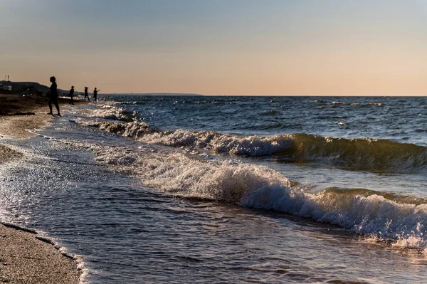 Beautiful sea landscape of man in Sea of Azov — Stock Image Beautiful sea landscape of man in Sea of Azov Royalty Free Stock Photos