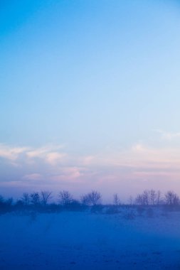 Kırsal kış manzara gün batımında