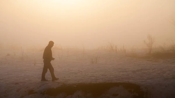 Kırsal Kış Manzara Gün Batımında — Stok fotoğraf