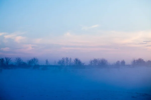 Kırsal Kış Manzara Gün Batımında — Stok fotoğraf