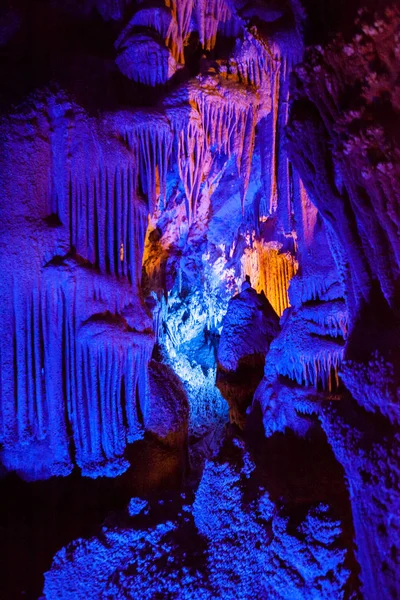 Caverna Pedra Com Estalactites Estalagmites — Fotografia de Stock