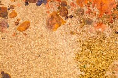 Yağ, su ve renkli mürekkep karışımı ile soyut kompozisyon. Kirliliği kavramı