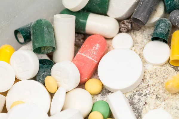 Composition Colorful Pills Broken Capsules — Stock Photo, Image