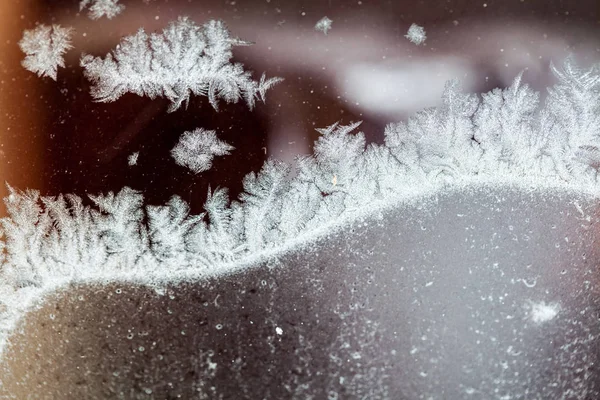 Cam Doku Arka Plan Buz Çiçekleri — Stok fotoğraf