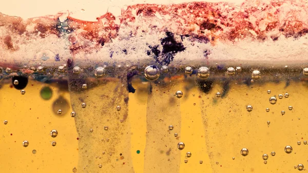Abstracte Compositie Met Mix Van Olie Water Kleurrijke Inkt Verontreiniging — Stockfoto