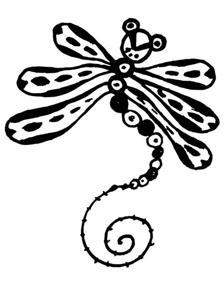 Stylizovaná Kresba Dragonfly Vektor — Stock fotografie