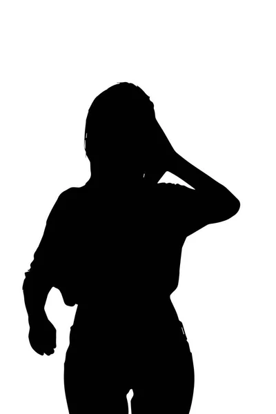 Woman Silhouette Mountain Cliff Vector — Stock Photo, Image