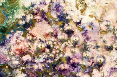 Yağ, su ve renkli mürekkep karışımı ile soyut kompozisyon. Kirliliği kavramı