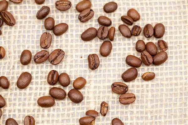 Coffee Beans Burlap Texture — Stock Photo, Image