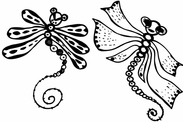 Cartoon Doodle Cute Dragonflies — Stock Photo, Image