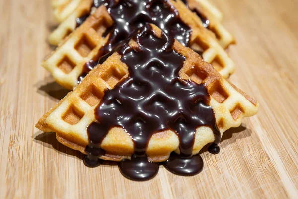 Waffles Chocolate Sauce — Stock Photo, Image