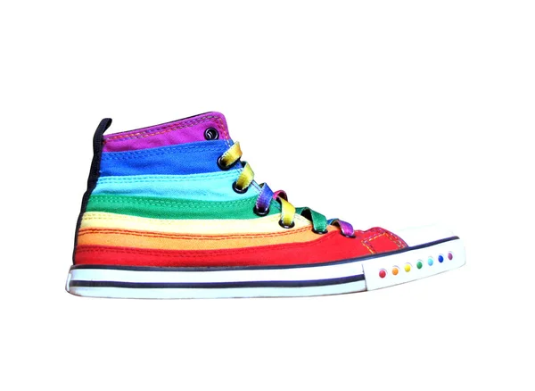 Sneaker LGBT colored isolated on white background. One. Side view.