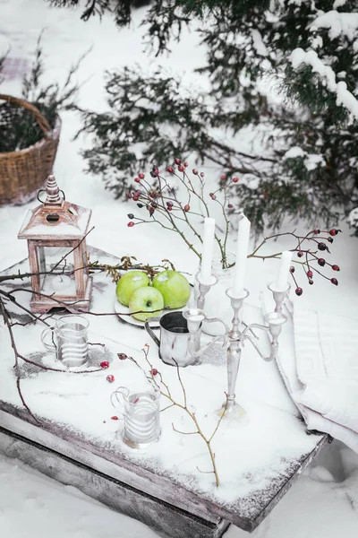 Winter Stilleven Winter Picknick — Stockfoto