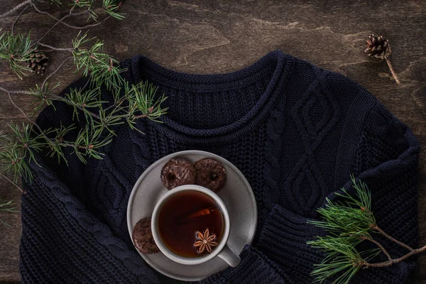 Tanımlama bilgileri ile çay fincan — Stok fotoğraf