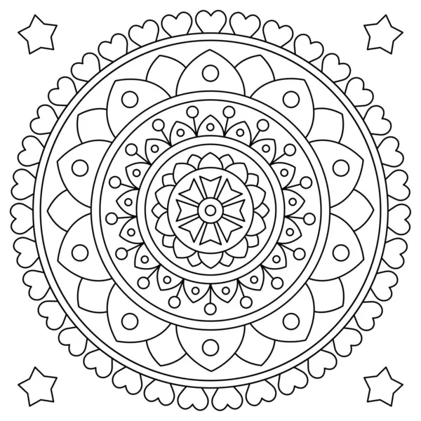 Mandala. Página para colorir. Ilustração vetorial em preto e branco. — Vetor de Stock