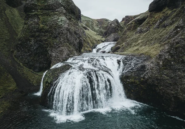 Lång Exponering Färgstark Solnedgång Södra Island — Stockfoto