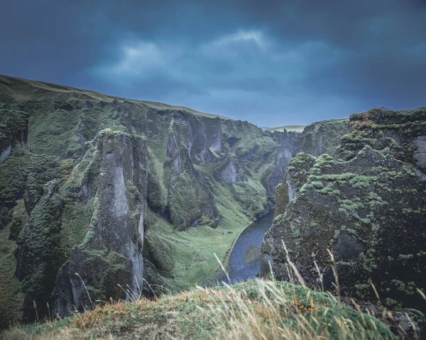 Знаменитый Каньон Фьядрарглюфур Исландии Топ Туристических Направлений Юго Восток Исландии — стоковое фото