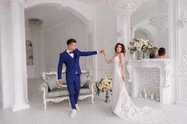 Güzel düğün günü. Gelin ve damat kapalı