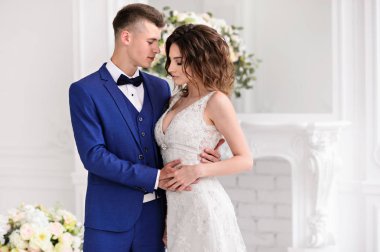 Güzel düğün günü. Gelin ve damat kapalı