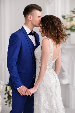 Güzel düğün günü. Gelin ve damat kapalı