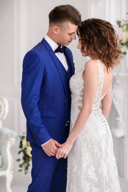 Güzel düğün günü. Gelin ve damat kapalı