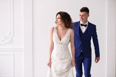 Güzel düğün günü. Gelin ve damat kapalı