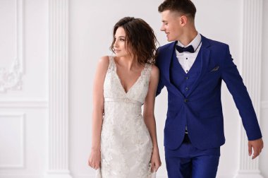 Güzel düğün günü. Gelin ve damat kapalı