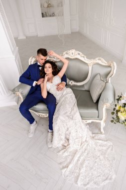 Güzel düğün günü. Gelin ve damat kapalı