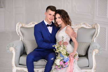 Güzel düğün günü. Gelin ve damat kapalı