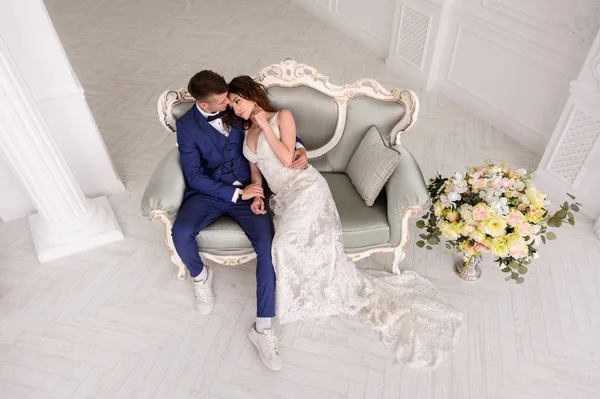 Que Lindo Dia Casamento Noiva Noivo Dentro Casa — Fotografia de Stock