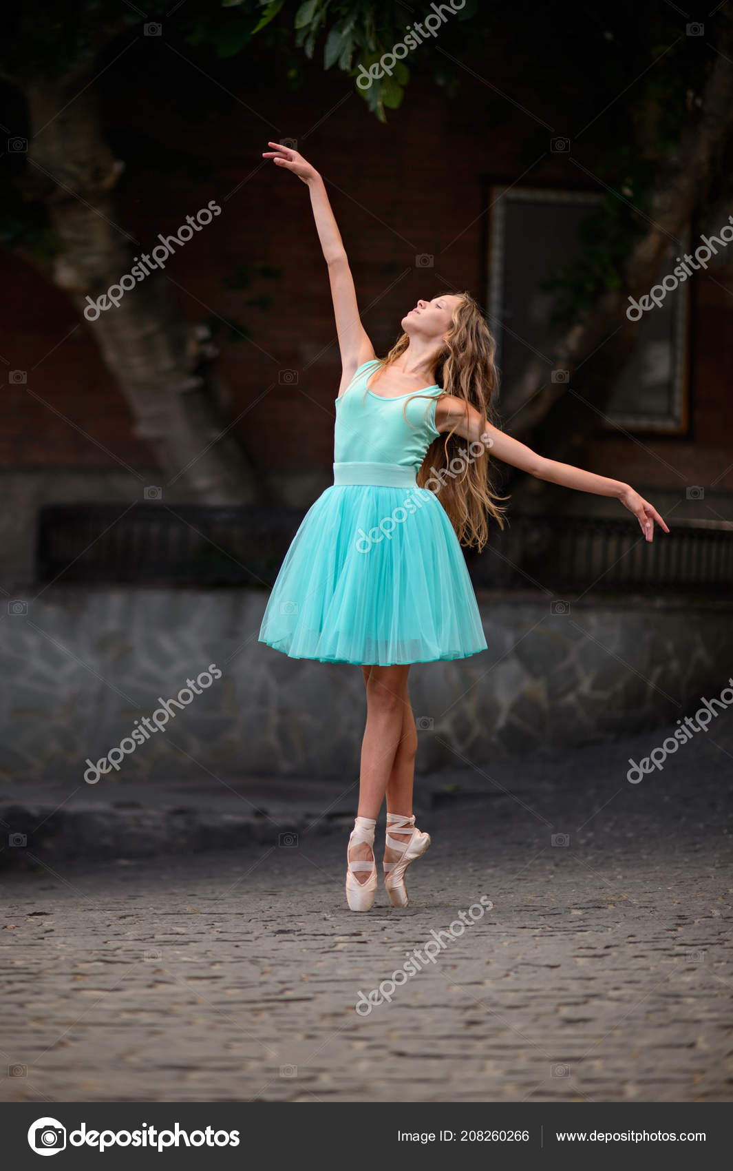 Elegant Ballet Dancer Young Girl Dancing Ballet City Stock Photo by