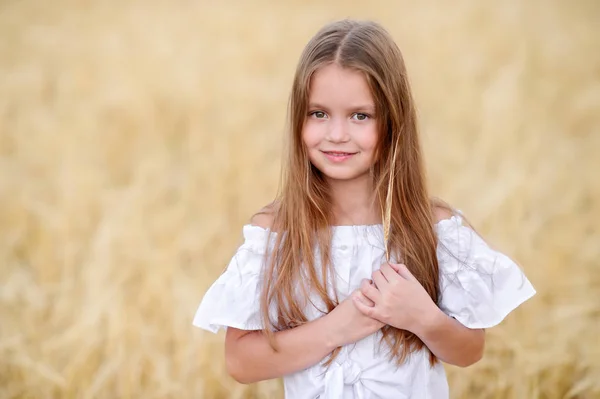 Una Ragazza Abiti Incredibili Che Cammina Attraverso Campo Segale — Foto Stock