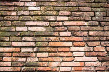 Eski ve eski kırmızı tuğla duvar arkaplanı ve dokusu.