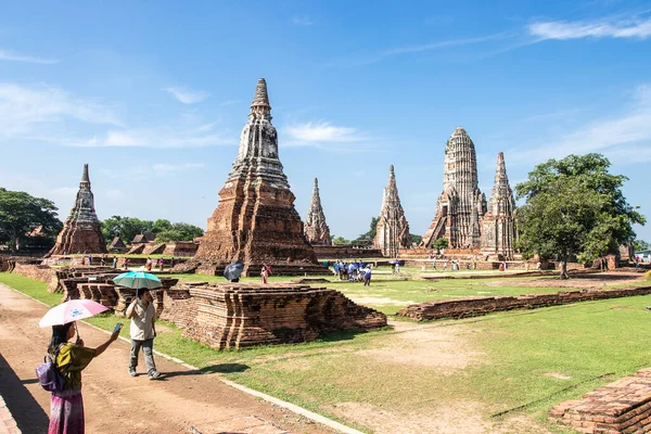 Viagem Turística Para Visitar Wat Chaiwatthanaram Dos Templos Mais Impressionantes — Fotografia de Stock