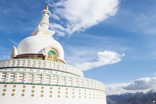 Estupa Blanca Llamada Shanti Stupa Con Cielo Azul Leh Ladakh —  Fotos de Stock