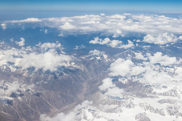 Snö Täcker Himalaya Berget Utsikt Från Flygplanet Leh Ladakh Indien — Stockfoto