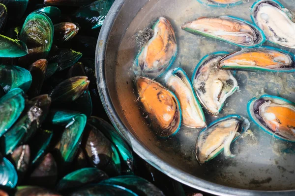 Fresh Mussels Bowl Selling Local Market — Stock Photo, Image