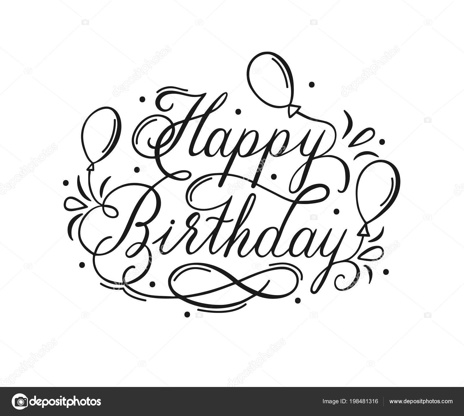 L'inscription Happy Birthday. Une Carte De Voeux Avec Calligraphie.  Illustration de Vecteur - Illustration du illustration, confettis: 220195929