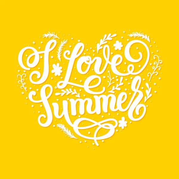 Me encanta el cartel de letras de moda de verano. Inscripción manuscrita para camiseta estampada. Citas inspiradoras vector ilustración — Archivo Imágenes Vectoriales