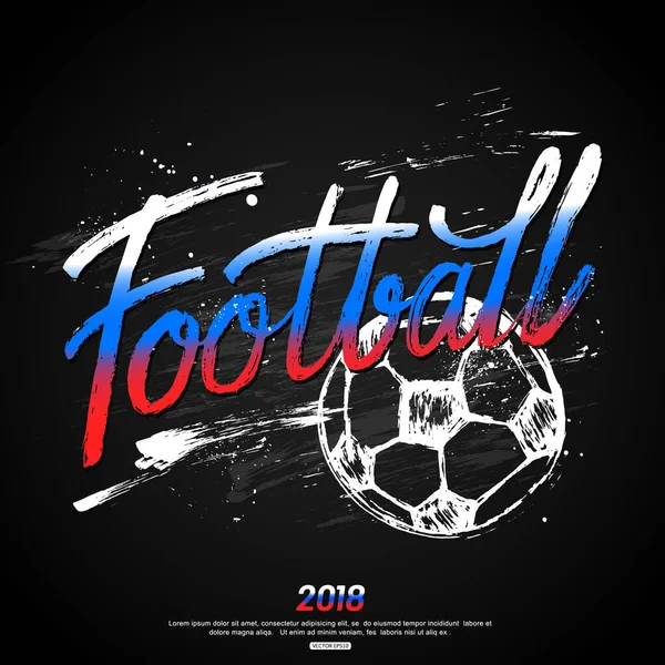 Football lettrage à la main design pour bannière, affiche, présentation, brochure. Fond de football. Illustration vectorielle — Image vectorielle