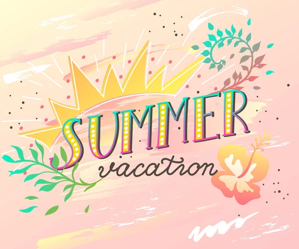 Vacaciones de verano escrito a mano lettering quote for banner, poster, brochure, t-shirt printing design. Ilustración vectorial — Vector de stock