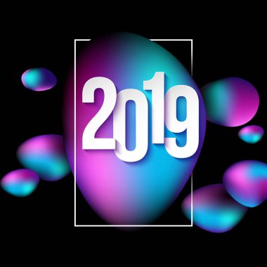 Sıvı 2019 sayfa şablonu takvim kapak tasarımı, yıllık rapor, başlık sayfası, poster veya el ilanı. Vektör çizim Eps 10