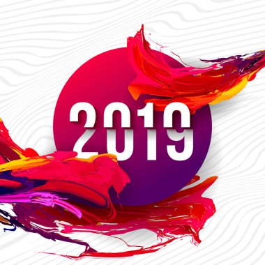 2019 glitched arka plan tasarım şablonu için başlık sayfası veya poster, yıllık iş rapor veya takvim kapak. Gümüş. Vektör çizim Eps 10