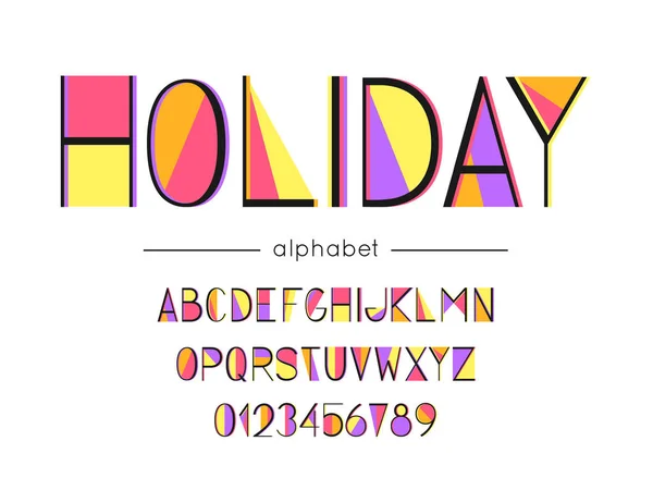 Vector Holiday fonte e alfabeto. Tipo com letras coloridas e numeral . — Vetor de Stock