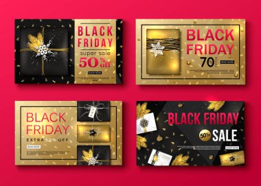 vektör siyah Cuma satış afiş düzen tasarım