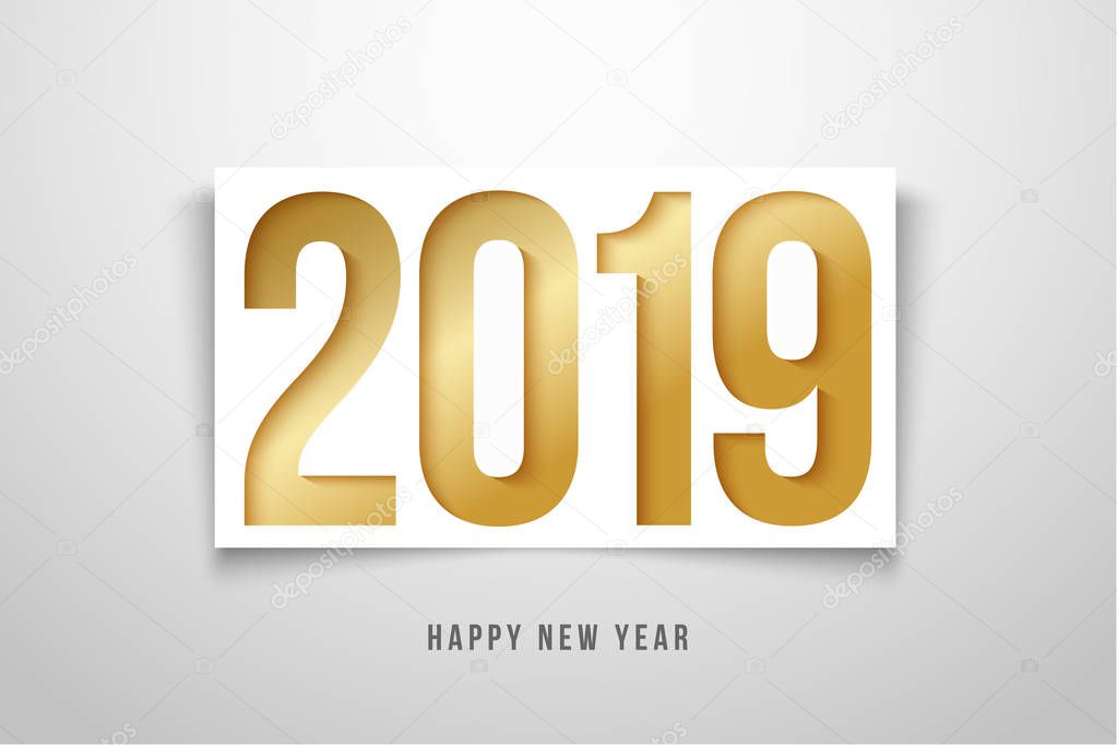 New Year 2019 background paper style. Vector illustration
