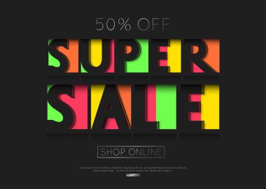 vektör satış banner şablon tasarımı. kağıdı tarzı kesin. indirim ve özel teklifler online alışveriş