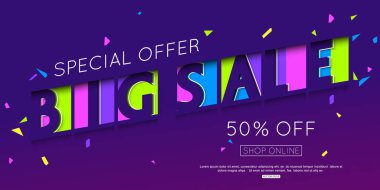 vektör satış banner şablon tasarımı. kağıdı tarzı kesin. indirim ve özel teklifler online alışveriş