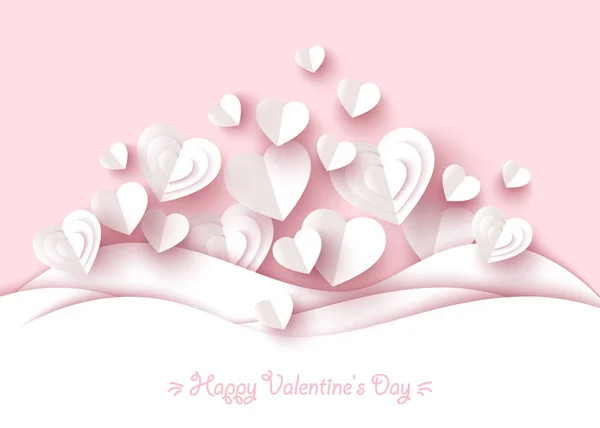Valentin nap háttér. Fehér könyv szív vektoros illusztráció — Stock Vector